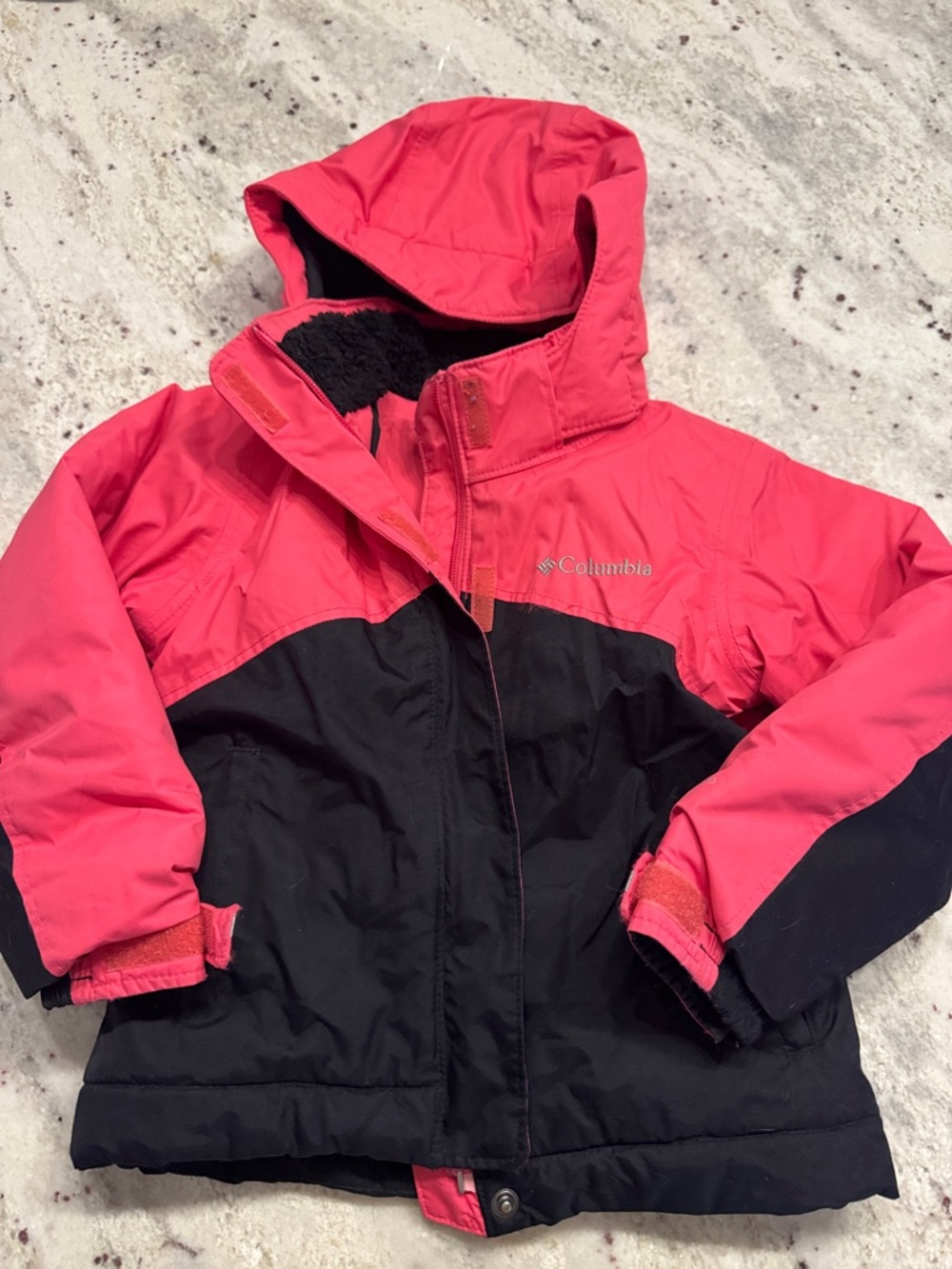 Columbia Kids Pink and Black Hooded Puffer Jacket
